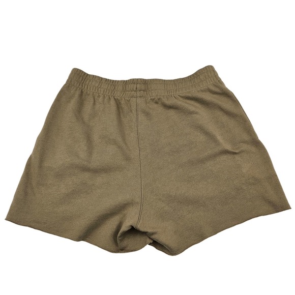 PINK Victoria's Secret Olive Green Fleece Lounge Shorts Raw Hem Womens Large - Picture 2 of 9